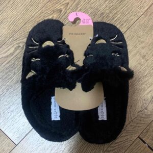 Тапочки-сабо 3D жіночі "Котики" Primark плюшеві чорні