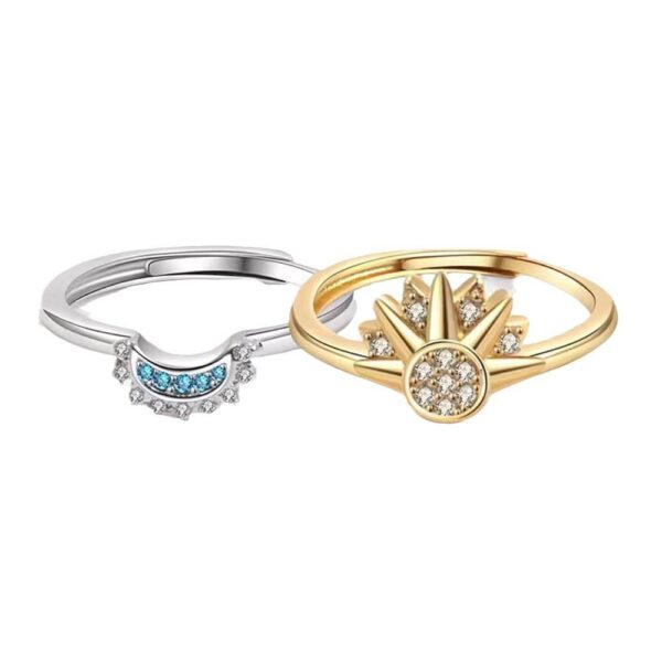 Каблучка жіноча парна "Сонце-Місяць" срібна/ золота (10509)