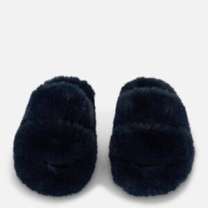 Тапочки жіночі з ремінцями Primark пухнасті (устілка меморі) чорні