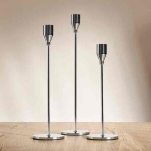 Підсвічник металевий “L” 32 см на ніжці срібний