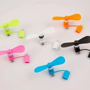 Вентилятор-міні Type-C з перехідником iPhone 2 в 1 до телефону мікс кольорів