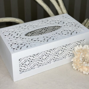 Серветниця прямокутна з дерева "Ажур" біла