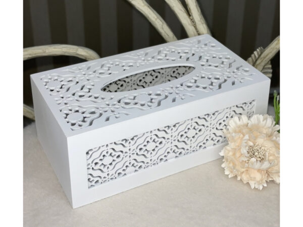 Серветниця прямокутна з дерева "Ажур" біла