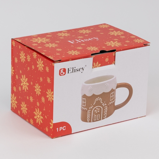 Чашка керамічна Новорічна  "Пряниковий будиночок" 500 мл