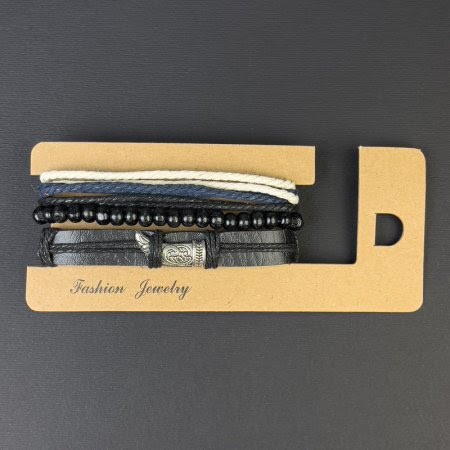 Браслет чоловічий 5 в 1 "Кінжал" еко-шкіра на затяжці мікс кольорів