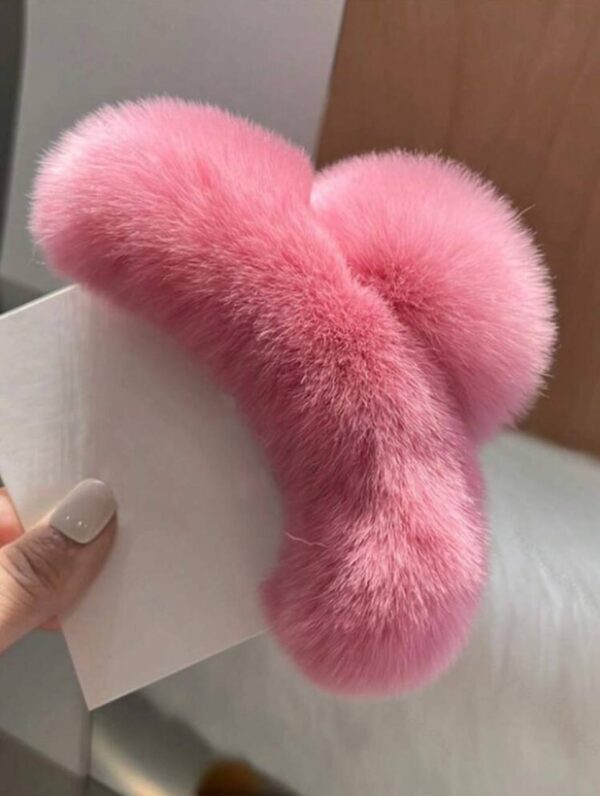 Заколка/краб для волосся пластикова хутряна 12 см мікс кольорів