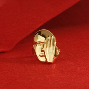 Каблучка металева "Обличчя" золотий (2650)