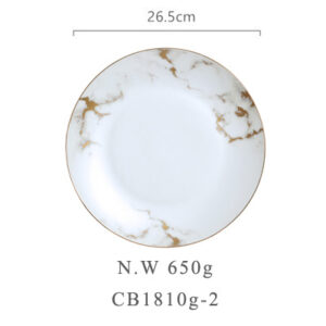 33165d33-b7eb-4332-bf45-bf9d289e23b7.jpg Тарілка з ручним розписом під мармур, 26,5 см, біла