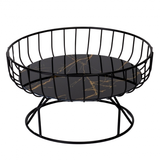 Фруктівниця металева "Мармур" 22*12 см чорна