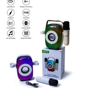 Портативна колонка з двома караоке мікрофонами BG-K31 Bluetooth, HiFi, USB, microSD, AUX, Type-C