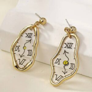 Сережки металеві "Годинник" золоті (8620)