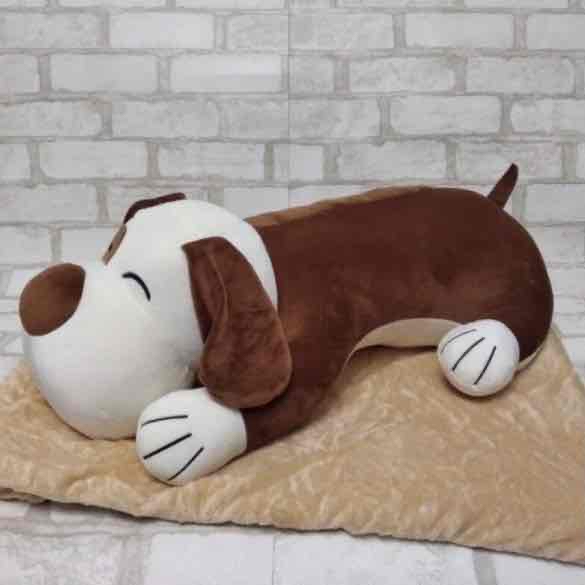 34ca37dd-9027-4a0d-8bbf-fe9bc11130af.jpg Іграшка-подушка-плед плюшева "Собачка" коричневий/сірий/беж