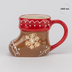354edcee-2e24-4e55-939f-2118f32e19de.jpg Чашка керамічна Новорічна "Пряниковий чобіток" 400 мл
