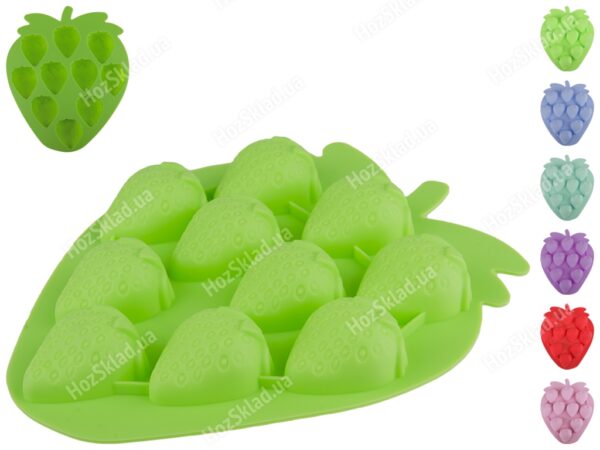 Форма для льоду силіконова "Полуниця" 18,5*15,4