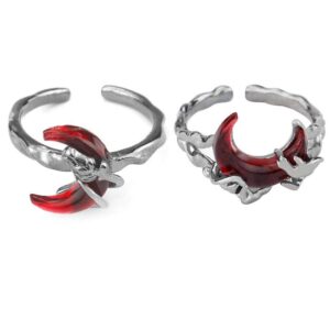 Каблучка жіноча "Місяць" срібна з червоним (10216)