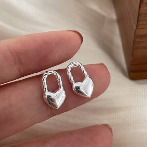Сережки металеві "Серце-замок" срібні (10422)