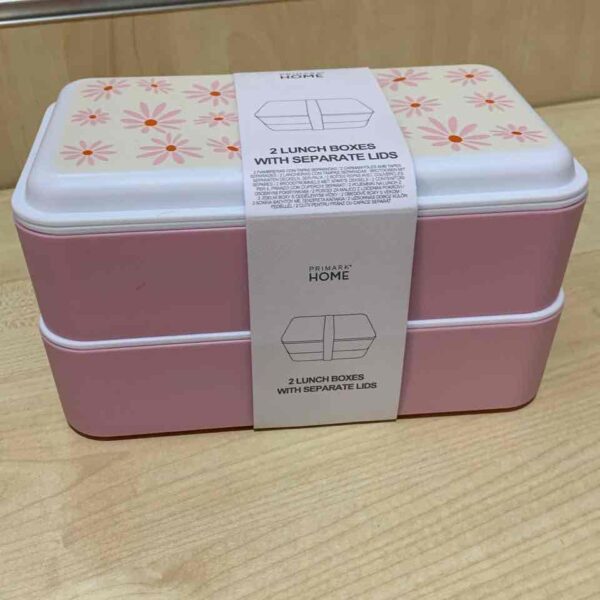 Ланч-бокс 2-ярусний Primark на гумці блакитний/рожевий