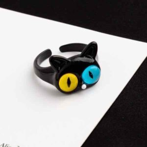 Каблучка жіноча пластикова "Кошеня" чорна (7421)