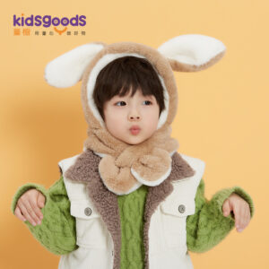 Шапка дитяча плюшева, бежевий зайчик