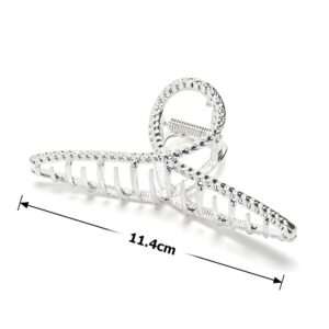 Заколка/краб для волосся "Петля" металева 11,4 см срібна