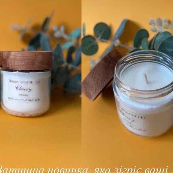 Ароматична свічка банка з дерев'яною кришкою Premium HDS