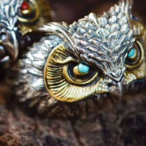 Каблучка чоловіча "Сова" срібна (10445)