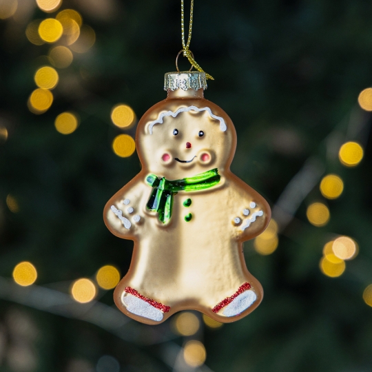 Ялинкова прикраса "Імбирний пряник" 10 см (скло)