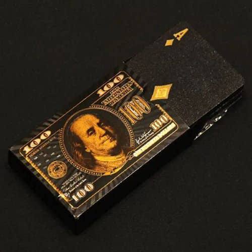 Карти гральні для покеру "100$" пластикові чорні (54 карти)