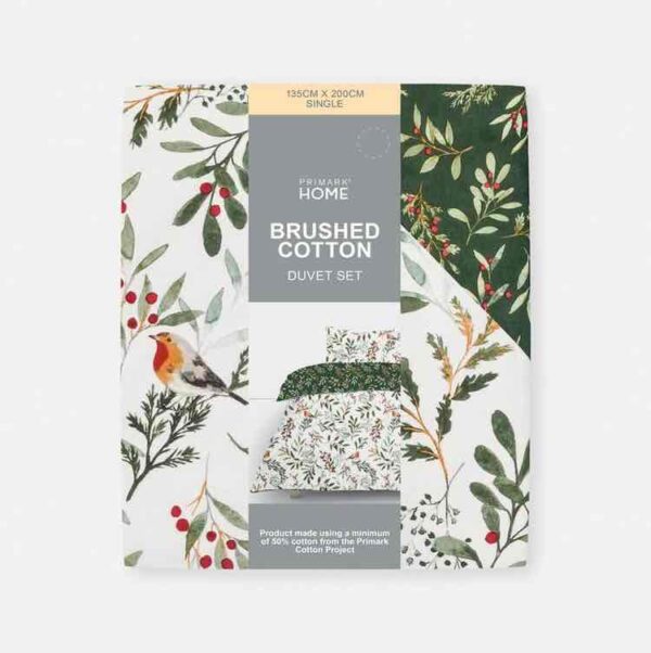 Постіль "Зимова пташка" Primark SINGLE 135*200 підковдра двостороння/ 1 наволочка (74*48) варена бавовна