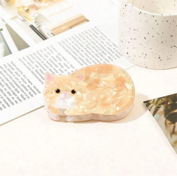 Заколка-краб для волосся "Котик" перламутрова