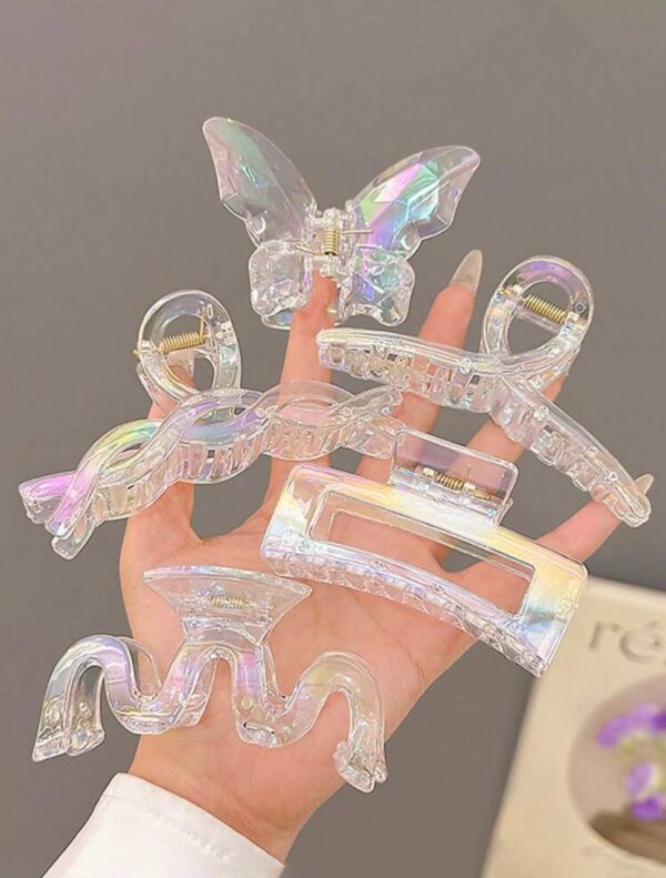 Заколка-краб для волосся "Fashion" прозора райдужна мікс 12 см