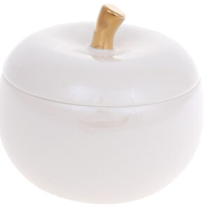 Ємність/ Шкатулка порцелянова "Яблуко" білий перламутр із золотом 200 мл