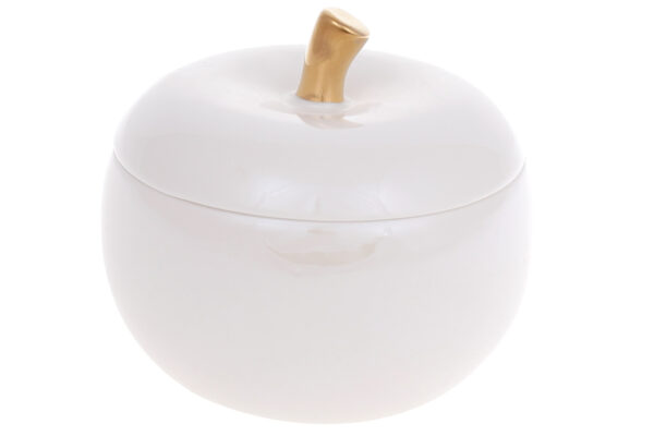 Ємність/ Шкатулка порцелянова "Яблуко" білий перламутр із золотом 200 мл