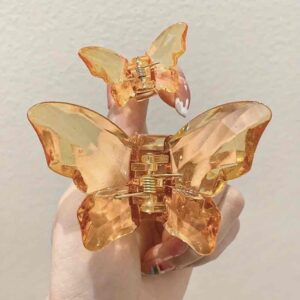 Заколка-краб для волосся "Метелик" S (5*4 см) прозорий мікс кольорів