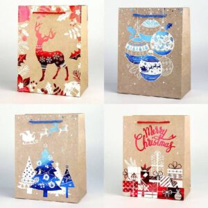 Пакет подарунковий "L" (31*42*12) Крафт Новорічний