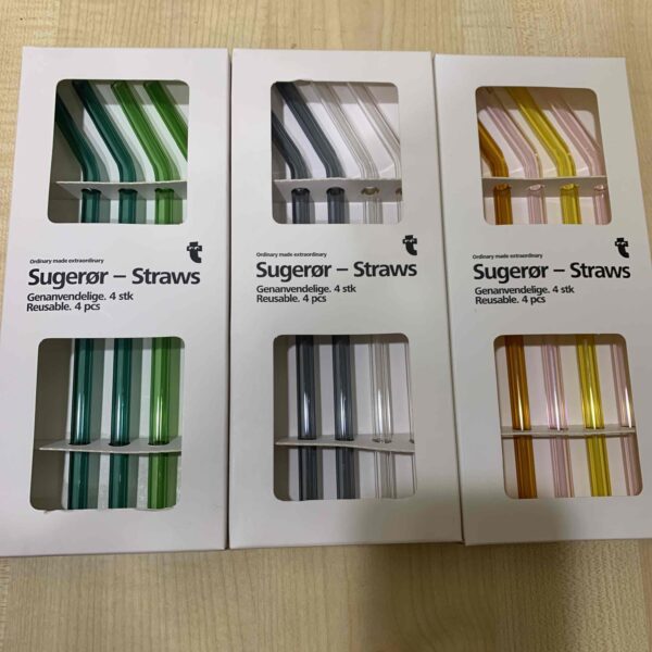 Набір скляних трубочок зі щіточкою Tiger 23 см 4 шт мікс кольорів