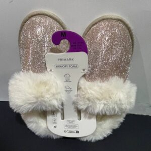 Тапочки-сабо жіночі "Блискучі" Primark еко-хутро всередині (устілка меморі) золоті