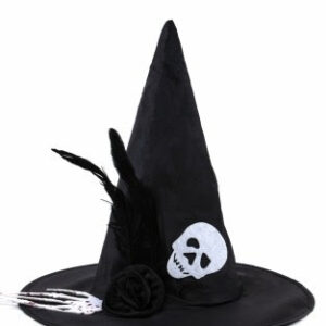 Капелюх відьми з черепом та рукою чорний