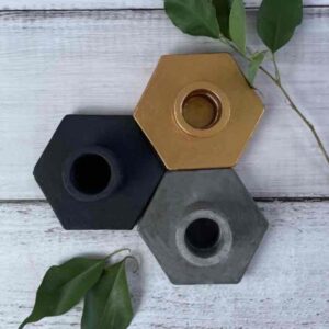 Підсвічник бетонний 5C "Шестигранник" мікс кольорів