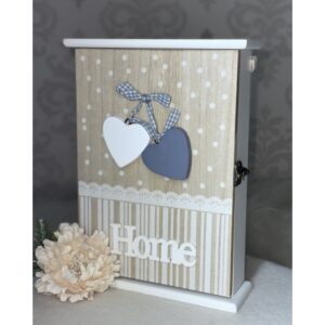 Ключниця "Home" прямокутна дерево-біла сердечка