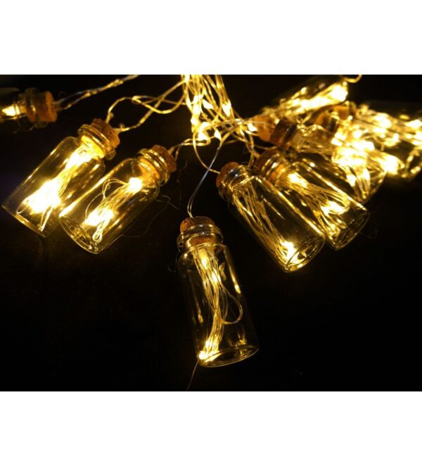 Гірлянда "Пляшечки/ Роса" 10 LED з наповненням золоте світло