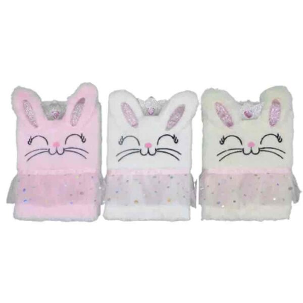 Блокнот А5 плюшевий "Зайчик з короною" 80 аркушів/клітинка