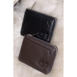 Гаманець чоловічий компактний чорний/коричневий