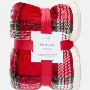 Плед THROW Primark в клітинку 170*200 пухнастий фліс червоний