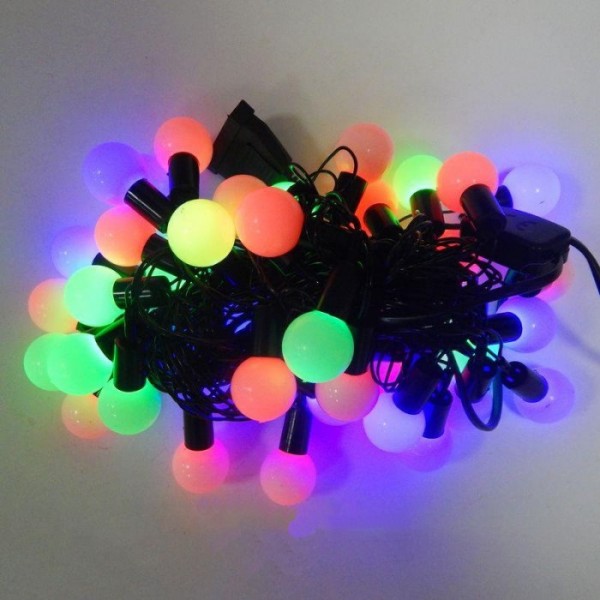 Гірлянда "Кульки твінки/ Конуси" матові кольорові 200 LED 40 шт чорний кабель