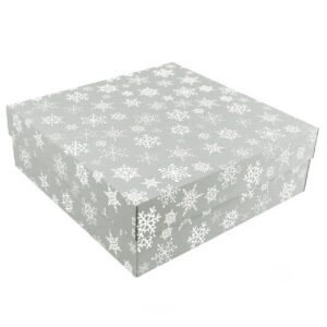 Коробка подарункова з мікрогофрокартону (36*36*12 см) Новорічна сіра