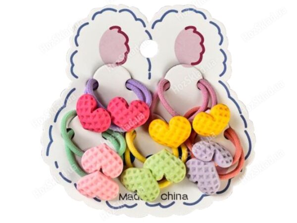 Набір гумкок для волосся дитячі "Сердечка" 10 шт