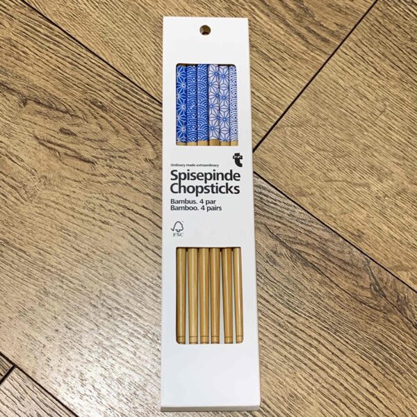 Набір бамбукових паличок для суші Tiger синій принт 4 пари