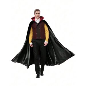 Костюм/ Плащ на Хелловін "Вампір" з червоним комірцем чорний