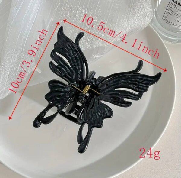 4653f659-9130-4497-9b6b-703b37a40ecd.jpg Заколка-краб для волосся "Метелик" пластиковий великий чорний/прозорий 10*10 см